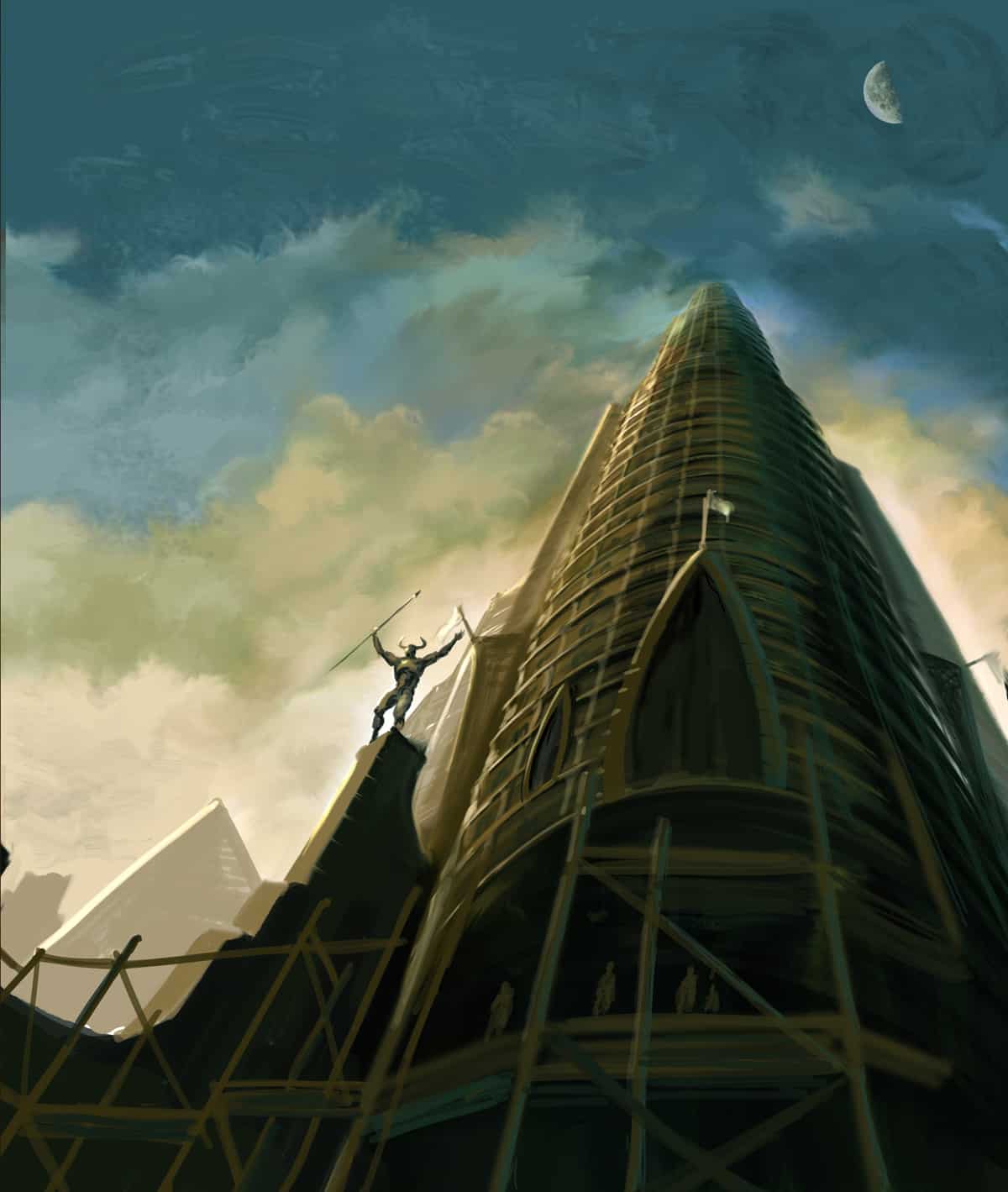 tower of babel concept art, graphic novel